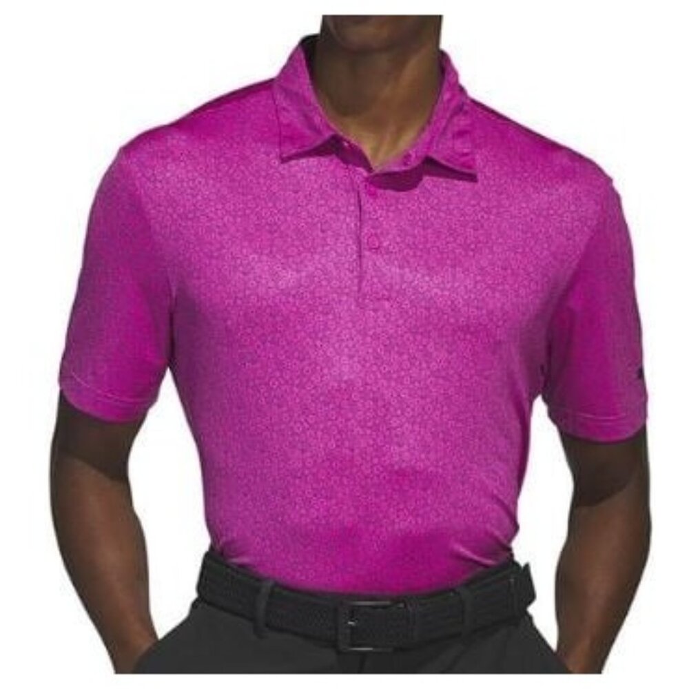 adidas Ultimate365 Allover Print Golf Polo Shirt - Lucid Fuchsia - Small